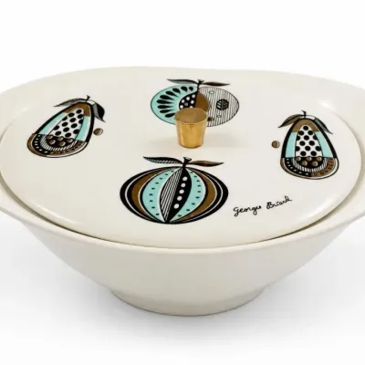 Sale Photo Thumbnail #174: Lidded Ceramic Bowl with Fruit Design