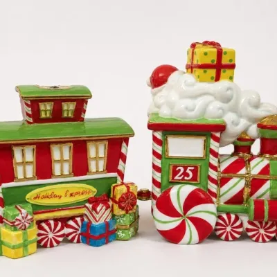 Sale Photo Thumbnail #177: Ceramic Holiday Train and Presents Decor