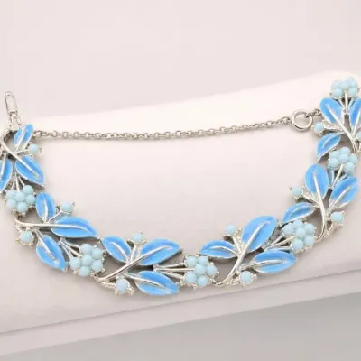 Sale Photo Thumbnail #64: Blue and Silver-Tone Floral Bracelet