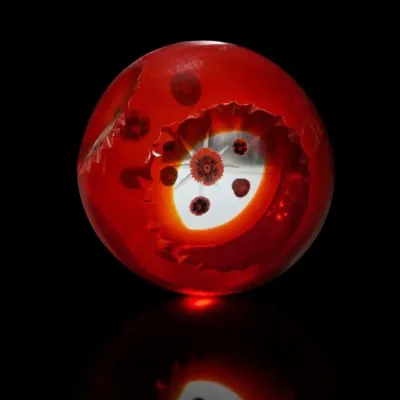 Sale Photo Thumbnail #147: Red Art Glass Paperweight