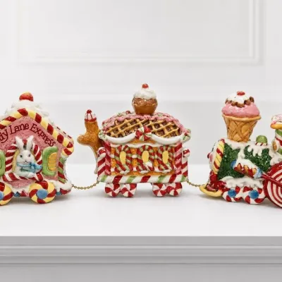 Sale Photo Thumbnail #179: Colorful Ceramic Holiday Train Figurines