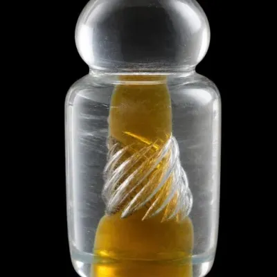 Sale Photo Thumbnail #141: Clear Glass Jar With Yellow Object Inside