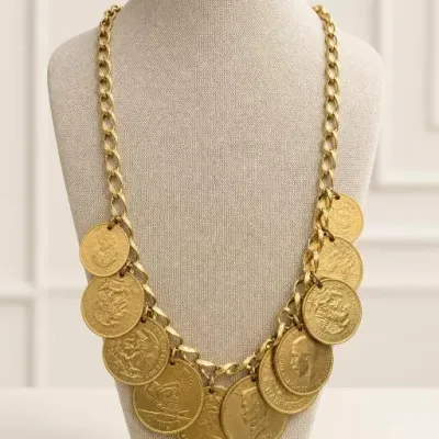 Sale Photo Thumbnail #119: Gold-Tone Coin Necklace