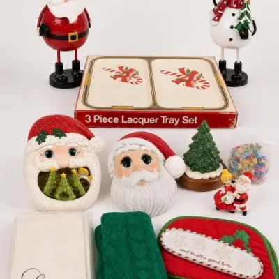 Sale Photo Thumbnail #249: Assorted Christmas Decor and 3 Piece Lacquer Tray Set
