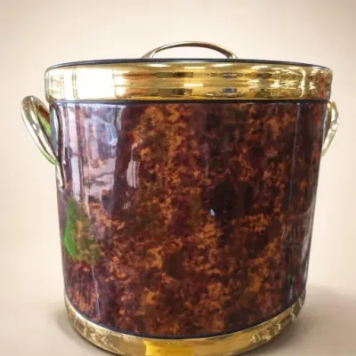 Sale Photo Thumbnail #102: Brown and Gold-Tone Lidded Ice Bucket