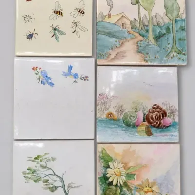 Sale Photo Thumbnail #333: Assorted Hand-Painted Ceramic Tiles