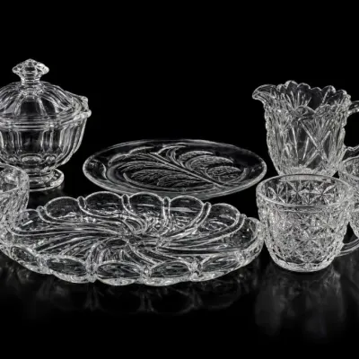 Sale Photo Thumbnail #219: Pressed Glass Tableware Assortment