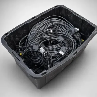 Sale Photo Thumbnail #280: Large Bin of Assorted Black Cables