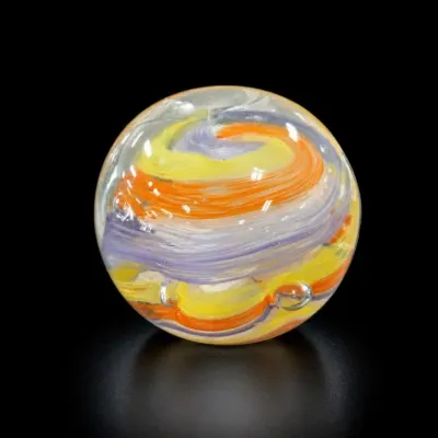 Sale Photo Thumbnail #129: Swirled Glass Marble with Orange, Yellow and Purple