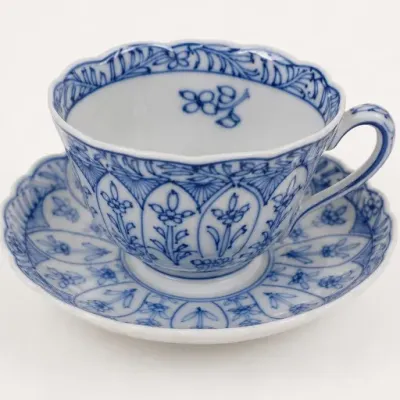 Sale Photo Thumbnail #330: Blue and White Floral Porcelain Teacup and Saucer