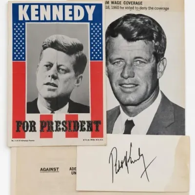 Sale Photo Thumbnail #71: Kennedy Campaign Ephemera and Signed Card