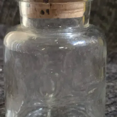 Vintage Wheaton Clear Glass Apothecary Bottle with Large Cork Stopper – 3½”