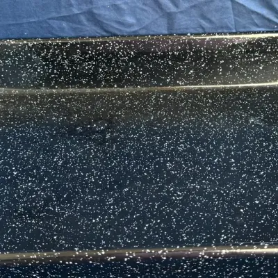 Vintage Black Speckled Enamel Roasting Pan & Lid Set