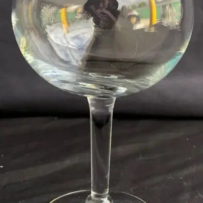 Vintage Oversized Balloon Bowl Goblet Glass – Clear Art Glass Stemware