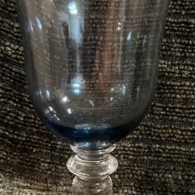 Vintage Blue-Tinted Goblet Glass – Flared Bowl Stemware