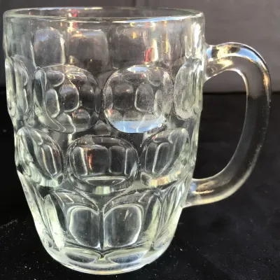 Vintage Clear Glass Dimpled Beer Stein Mug