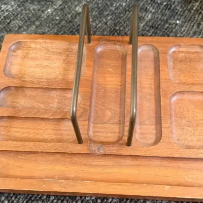 Vintage Solid American Walnut Desk Organizer & Letter Holder