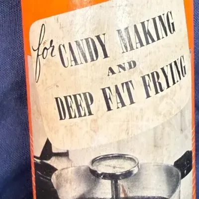 Vintage Rochester Candy & Deep Fat Fry Cooking Thermometer w/ Original Orange Tube Case Pat. No. 991