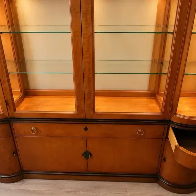 Large Art Deco-Style Lighted Curio Display Cabinet – Curved Glass Ends & Storage