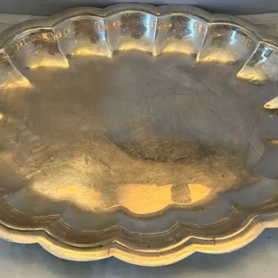 Vintage EPC Silver-Plated Oval Scalloped Serving Tray Platter LB500 No. 2427