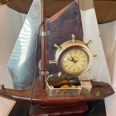 Vintage Oxford Self-Starting Electric Sailboat Clock by Gibraltar – Nautical Mantel Clock