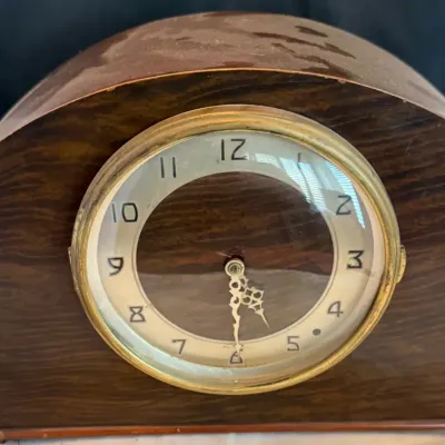 Vintage Plymouth Electric Chime Mantel Clock Wood Tambour Case Art Deco As-Is 