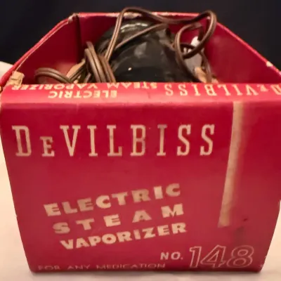Vintage DeVilbiss No. 148 Electric Steam Vaporizer Black Bakelite Original Box