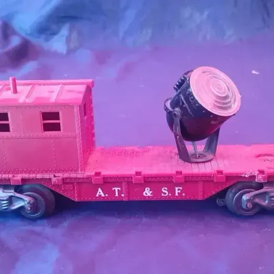 Vintage A.T. & S.F. Santa Fe Searchlight Caboose – O Gauge Tinplate Train Car