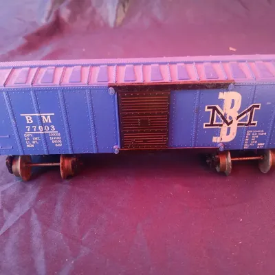 Vintage B&M Boston & Maine No. 77003 Blue O Gauge Boxcar – Tinplate Train Car