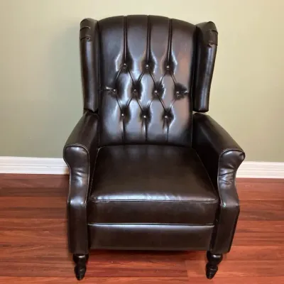 Black Faux Leather Recliner 1