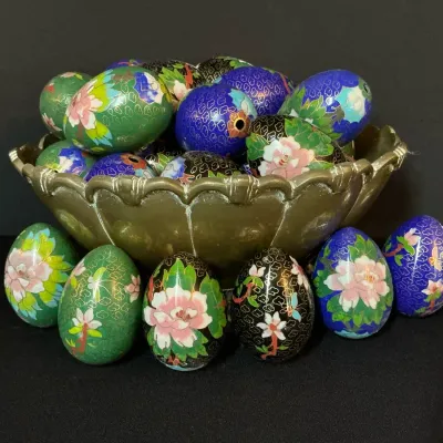 Chinese Cloisonné Enamel Eggs 