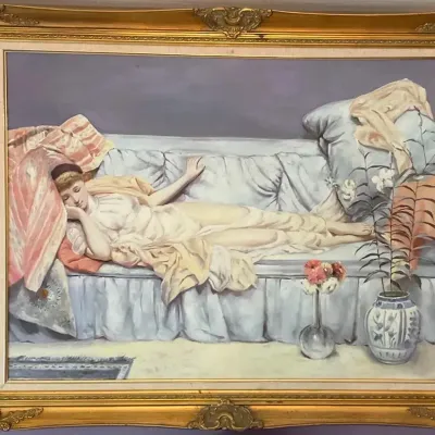 Framed Print Of Lilies By Albert Joseph Moore