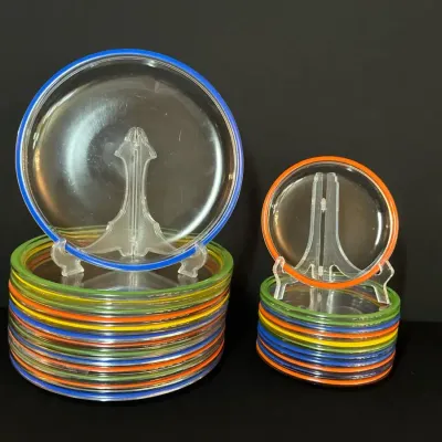 Glass Plates With Colorful Bands 