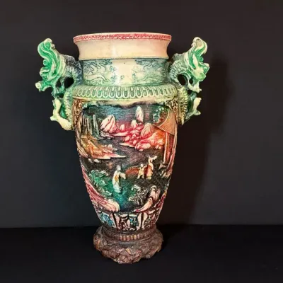 Chinese-Style Resin Vase 