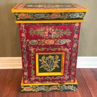 Hand Painted End Table From India