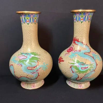 Two Chinese Cloisonné Vases 