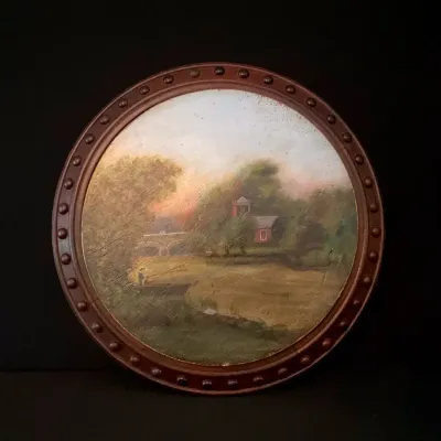 Circular Painting In Wood Frame
