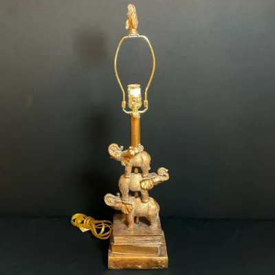 Sculptural Stacked Elephant Table Lamp Base