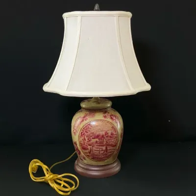 Cranberry Chinoiserie Table Lamp