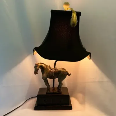 Stone Carved Horse Table Lamp