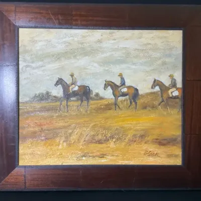Equestrian Riders Painting Signed  by Artist 