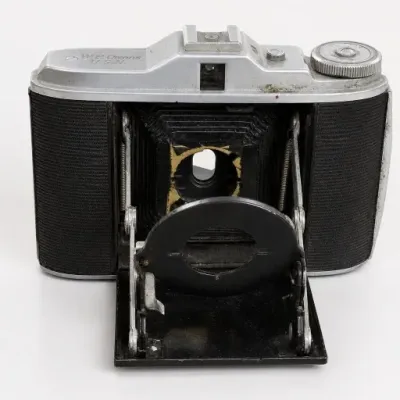 Black and Silver Folding Bellows Camera