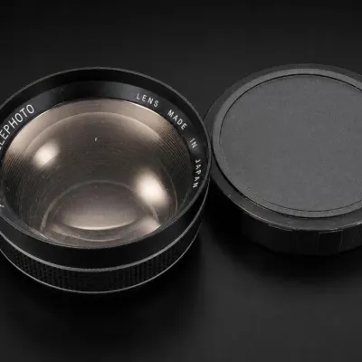 Black Telephoto Camera Lens with Cap