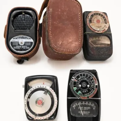 Assorted Vintage Light Meters and Leather Case