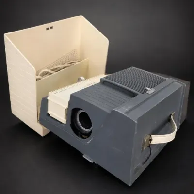 Gray Slide Projector with Plastic Case