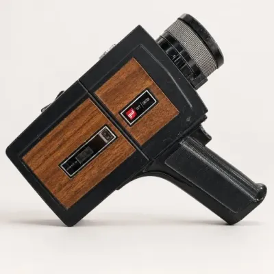 Black and Woodgrain Movie Camera