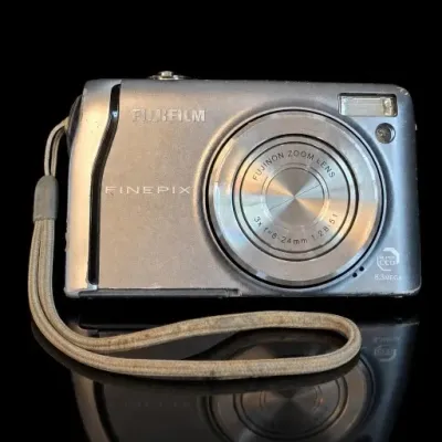 Silver-Tone Fujifilm FinePix Digital Camera with Wrist Strap