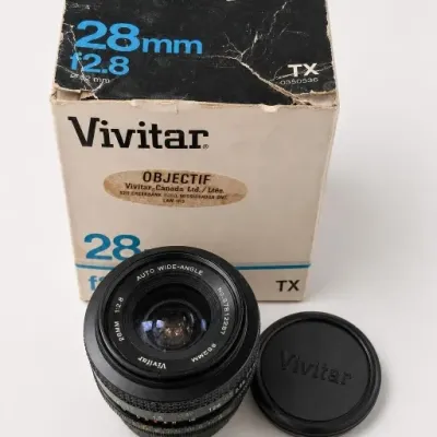 Vivitar 28mm f2.8 Camera Lens with Box and Cap
