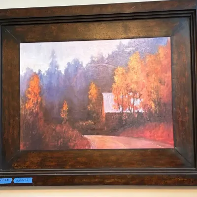 Fall Barn Large Art Framed 
