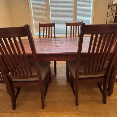 Rustic Solid Wood Dining Table And 6 Chairs 